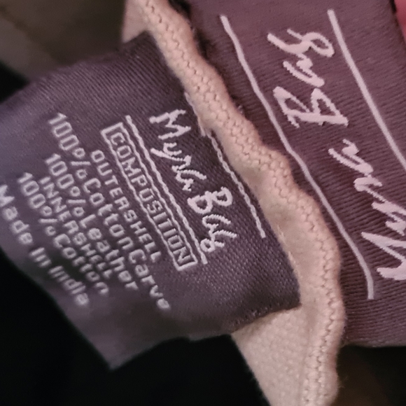 Myra Bag Leather Cotton Carve Gold Tan Cream Unique Medium Tote Bag Handbag - Picture 13 of 16